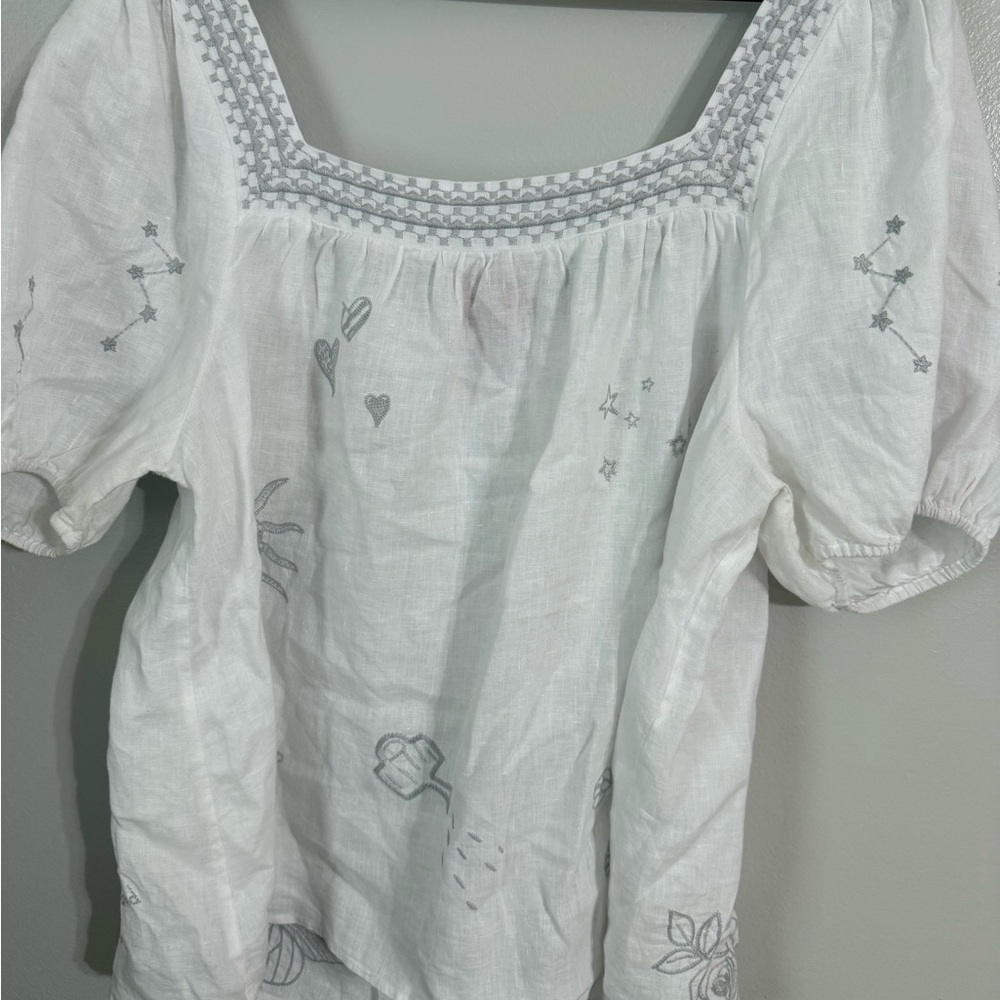Johnny Was White Linen Embroidered Set - Picture 4 of 9